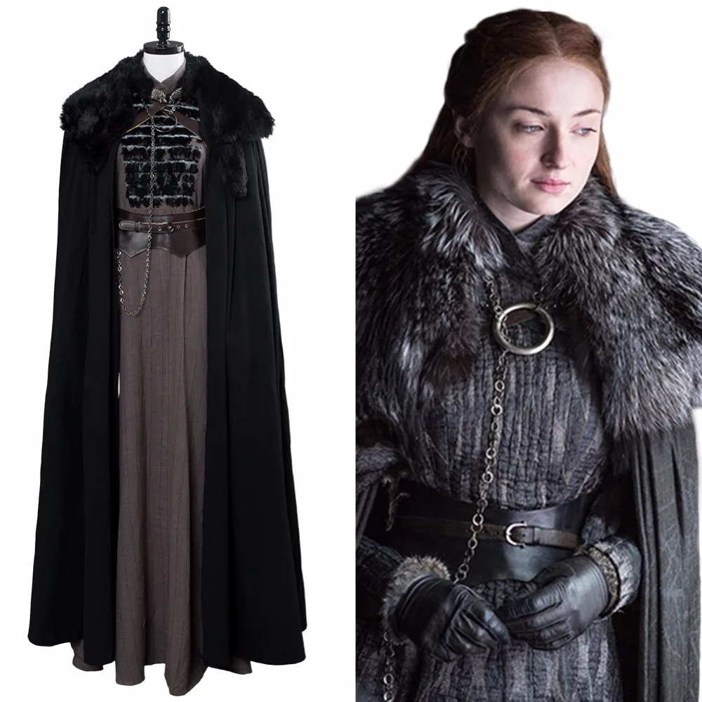 

Game of Thrones Sansa Stark Cosplay Costume Winter Outfit Adult Carnival Halloween Costume Women Girls Custom Full Set