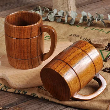 

Eco-friendly 280/400ml Classical Wooden Beer Tea Coffee Cup Water Cup Heatproof Home Office Party Drinkware Cups