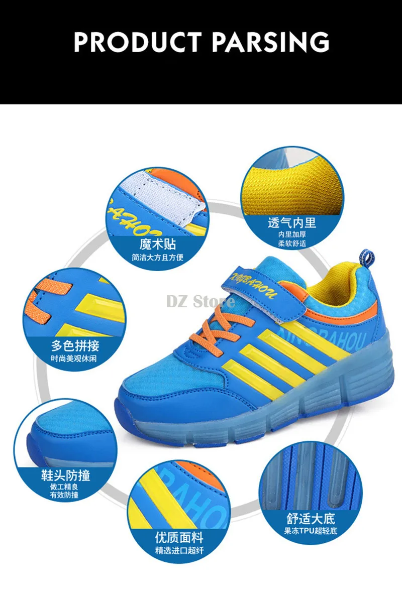 Kids Shoes with LED Lights Children Roller Skate Sneakers with Wheels glowing Led Light Up for Boys Girls Zapatillas Con Ruedas 23