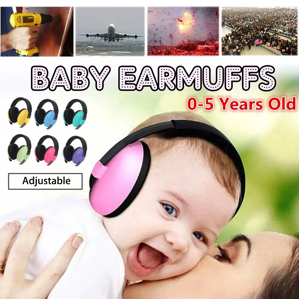 

Safurance Baby Earmuffs 3 Months-5 Years Old Child Baby Hearing Protection Safety Earmuffs Noise Reduction Ear Protector
