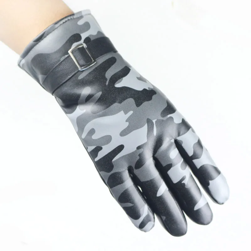 Luvas Для мужчин Esquiar перчатки высокое качество Для женщин руки теплые Camo кожа хлопок утолщенной мужские перчатки Водонепроницаемый - Цвет: Grey Camo