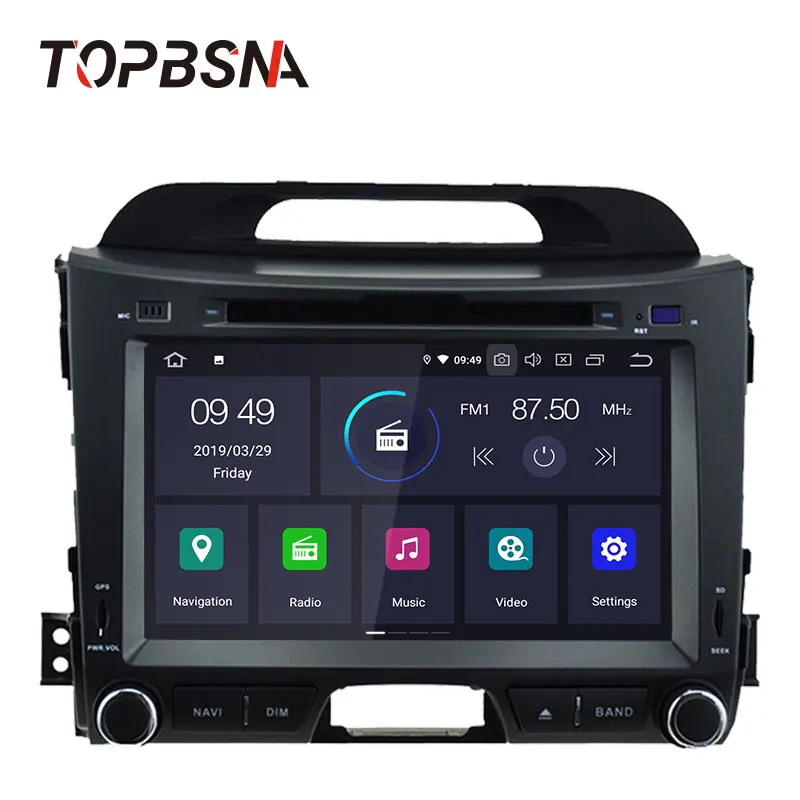 Top TOPBSNA Android 9.0 Car DVD player For KIA SPORTAGE 2010-2015 2 Din Car Radio GPS Navigation Multimedia Stereo WIFI Headunit RDS 1