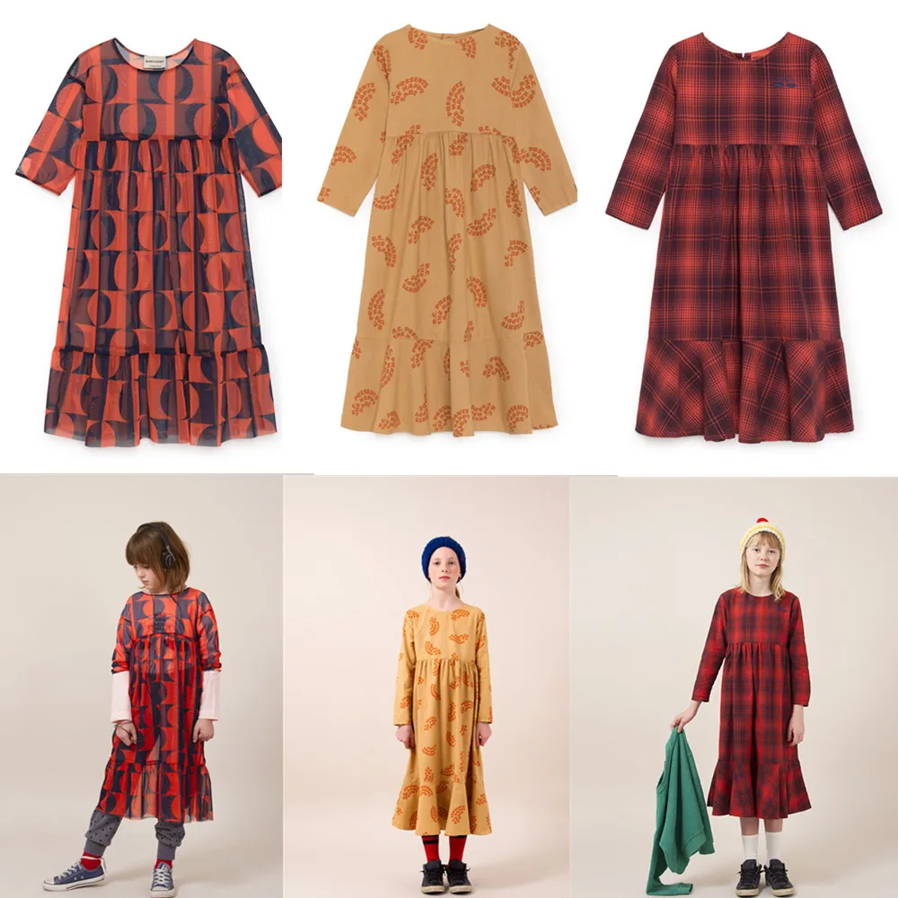 

1-8 YEARS 2018 INS HOT KIDS DRESSES bobo choses new arrival kids long sleeved dresses winter clothing girls dresses for girls