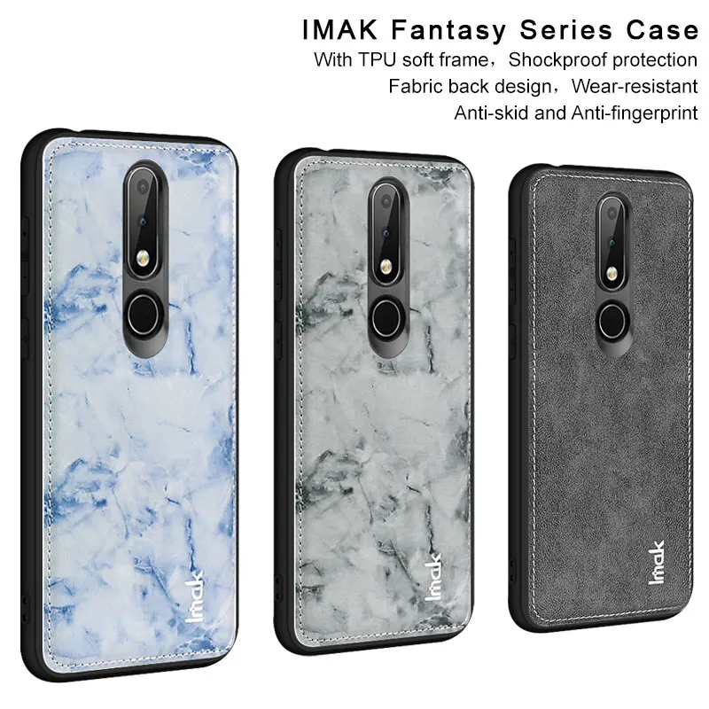 IMAK Fantasy Series Cloth Texture Case for Nokia 6.1 Plus X6 Fabric Leather + Hard PC TPU Edge NOKIA 6.1Plus Cases Cover |