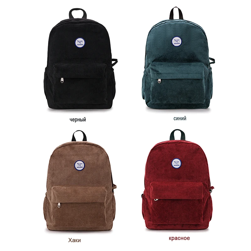 2018 Retro Velvet School Backpack For Girl Simple Design Minimalist Women Backpack Shoulder Bag Female Rucksack Backpack Mochila escuela mochila para Diseño minimalista mujeres Mochila Bolsa de hombro Mujer Mochila