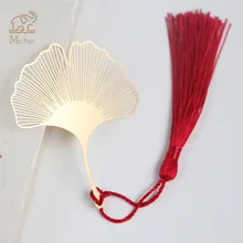 Золотые полые Гинкго Билоба(фасовка по металлическая закладка для книги с канцелярские товары с кисточкой Книга клип офисные принадлежности школьные подарки для учителей