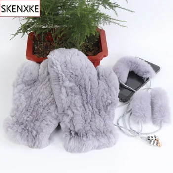 

New Real Rex Rabbit Fur Gloves Women Winter Knitted Real Rabbit Fur Mittens Girl Good Elastic 100% Real Rex Rabbit Fur Gloves