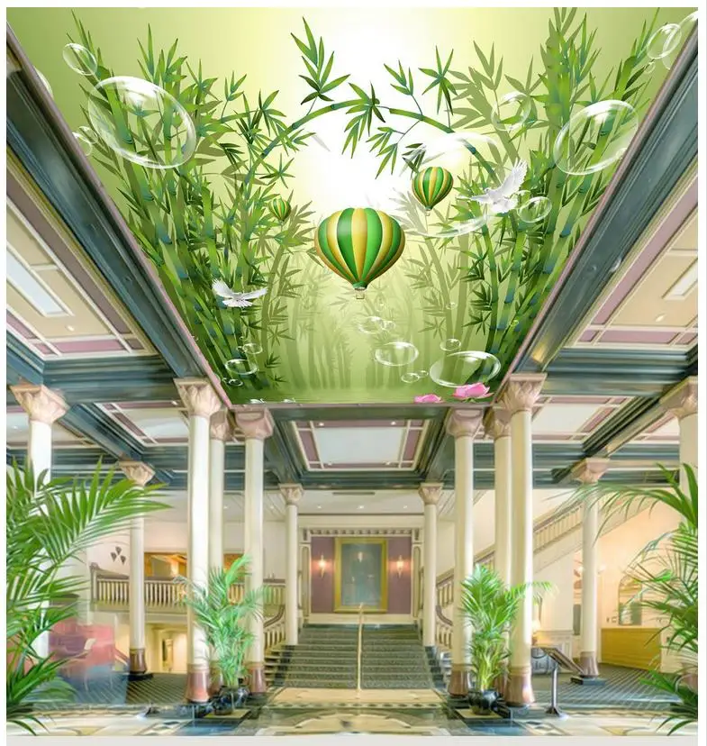 

3d wallpaper custom 3d ceiling wallpaper murals Landscape wallpaper Bamboo forest ceiling mural fresco background home decor