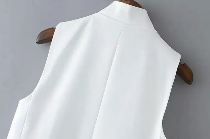 Новые женские белые черные длинные костюмные жилеты кардиган женский воротник-стойка тонкий жакет без рукавов Жилеты уличная W130