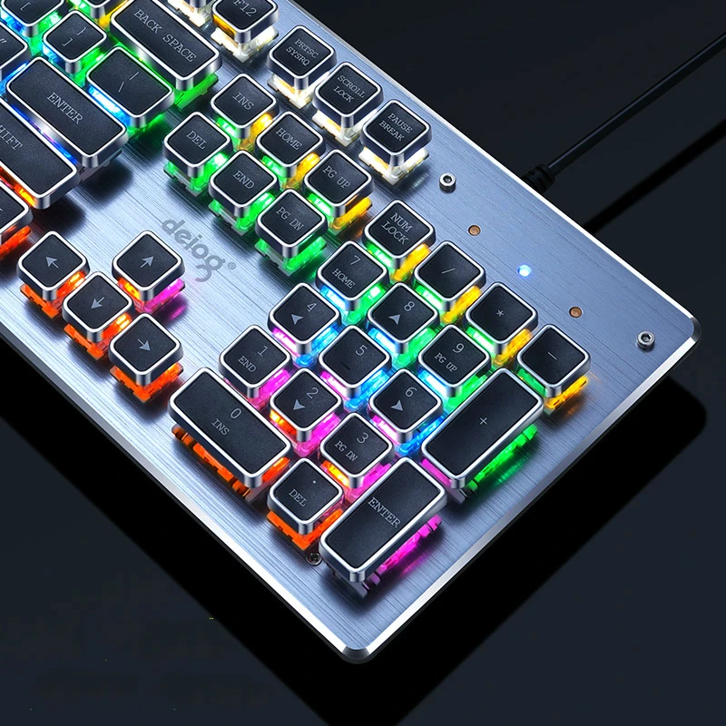 Игровая механическая клавиатура USB Проводная металлическая панель с защитой от
