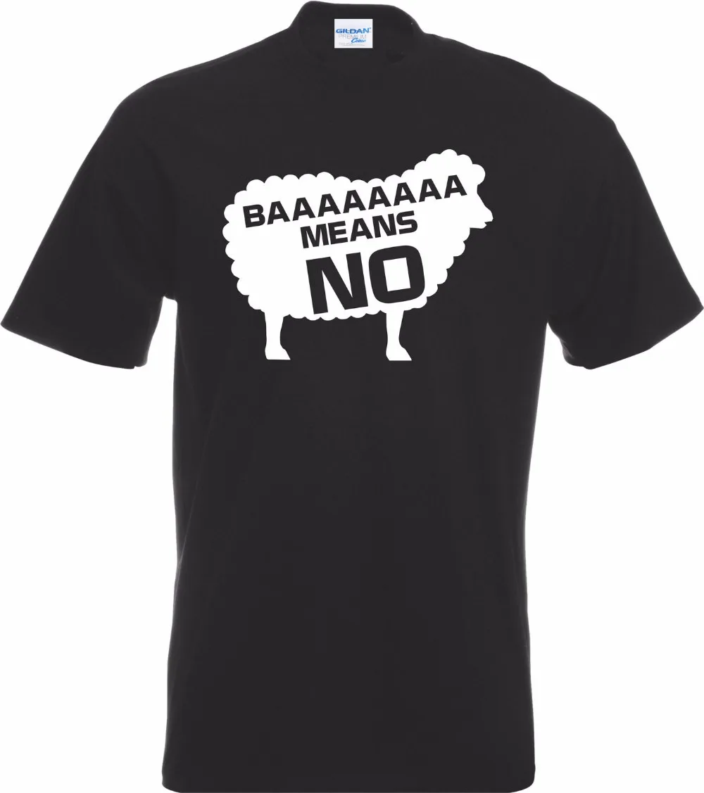 Новая модная футболка с круглым вырезом baaaa Means Nooo смешная овечка Shagger Welsh