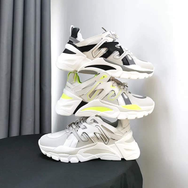 

Green Sneakers Woman Casual Shoes Thick Sole Lady Dad Shoes 2019 Spring New Cool Fashion Trainers Travel White Shoe Girls 35-39