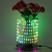 Красочный RGB светильник-мечта, круглый светодиодный DIY набор, музыкальный спектральный модуль 5 мм 8x32, точечный матричный светильник с оболочкой для подарка, куб, Набор для творчества