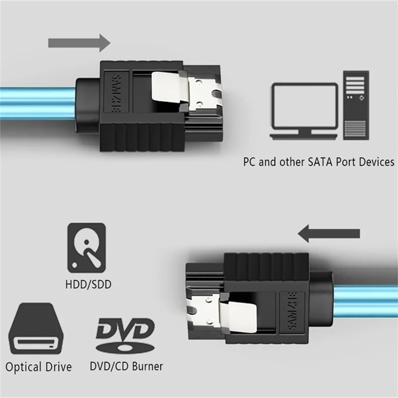 SAMZHE SATA III 6 0 Gbps Cable with Locking Latch for Hdd SSD DVD PC Computer 5
