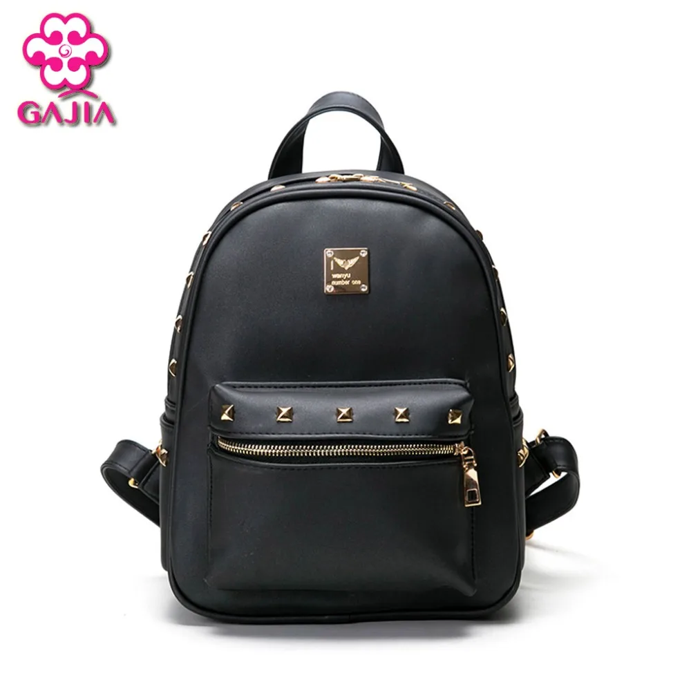 GAJIA Women Backpack High Quality PU Leather Patchwork School Bags For Teenagers Girls Top handle Backpacks