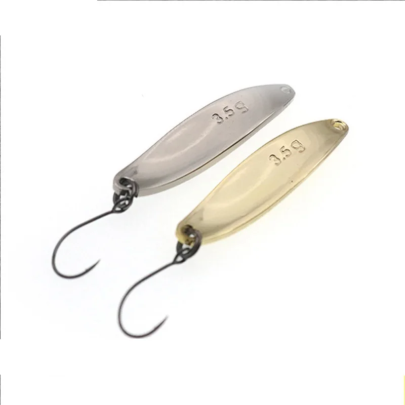 1Pcs Metal Spinner Spoon Fishing Lure Gold Silver Rotating Hard Baits For Trout Pike Peche Feather Treble Hook Tackle