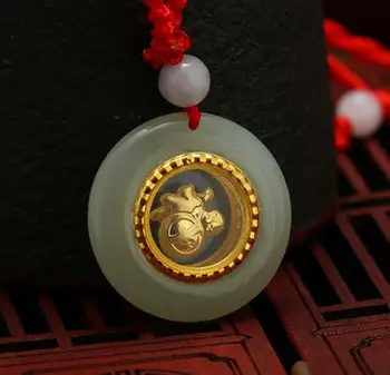 

3D gold inlay and Tian Yu rich pendantH10#