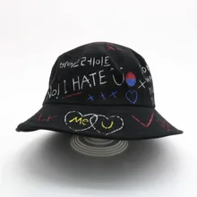 Напечатанные буквы каракули сумка-мешок с принтом шляпы регулируемые Большие Полями солнцезащитные кепки однотонные приталенные хлопковые Повседневные шапки для Рыбака Шапки