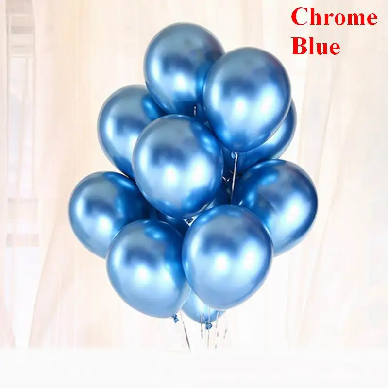 Chrome blue 10 шт. 10 дюймов двойной слой Руди красный бордовый латексные шары металлические надувные воздушные шары Свадьба День Рождения Вечеринка украшения - Цвет: Chrome blue
