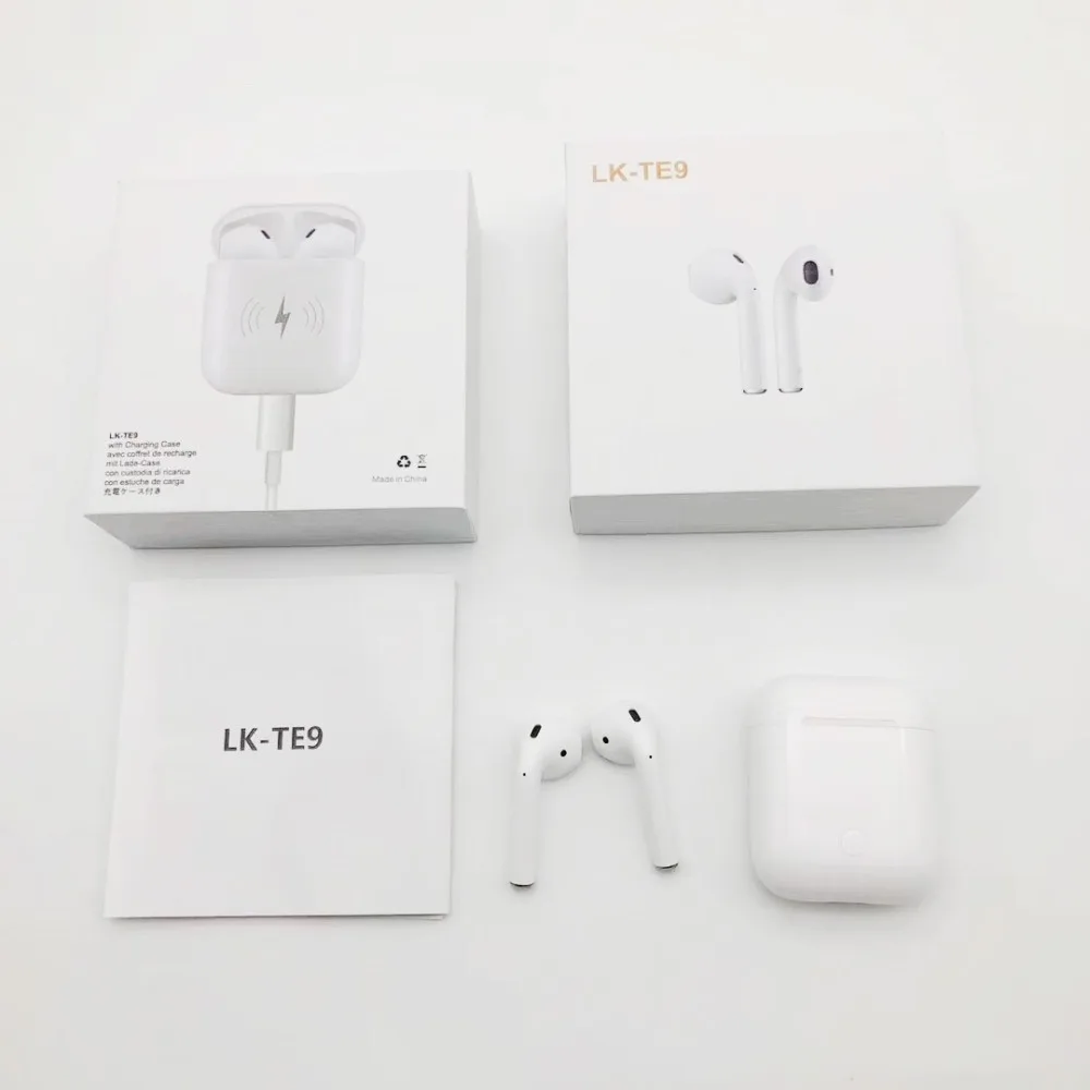 LK TE9 TWS Bluetooth 5 0 наушники PK i12 i9s Беспроводные с зарядным устройством Сенсорное