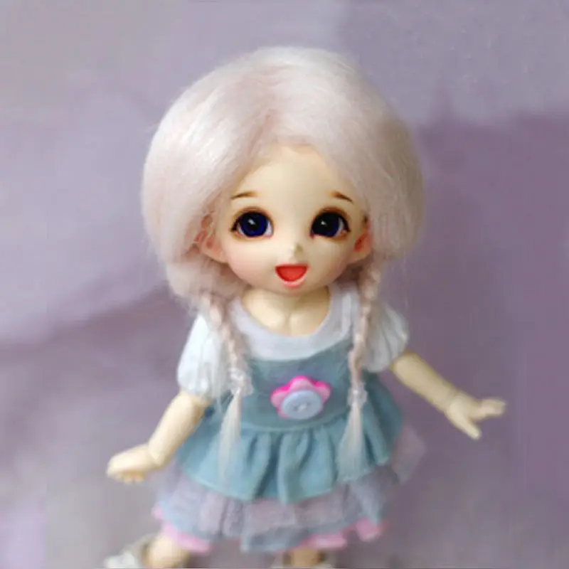 [Wamami] серый розовый длинный шерстяной парик для 1/8 Pukifee Ae Lati BJD Dollfie 14 см|wool wig|pukifee