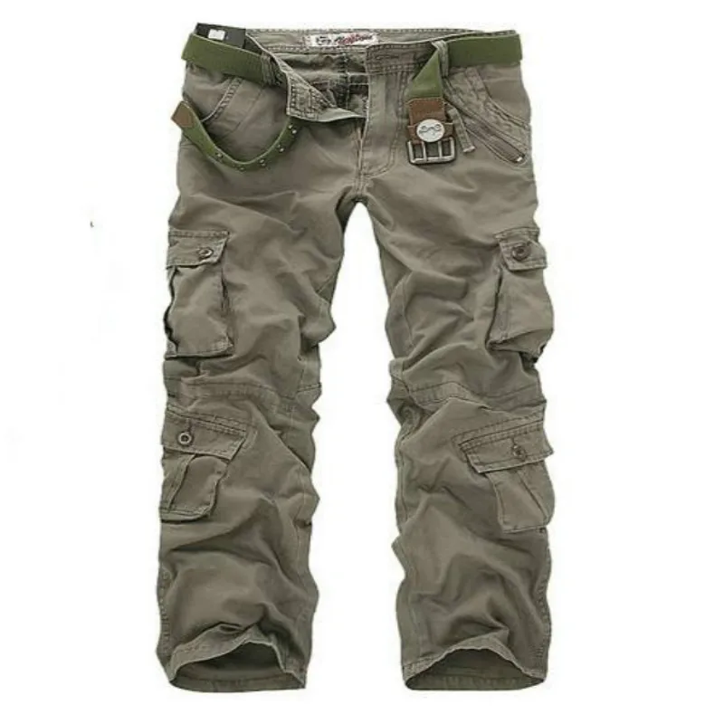 

2019 Spring & autumn Men's Loose Multi-Pocket Camouflage Pants Men Casual Cotton Straight Washed-Pocket Pants Male Trousers 40