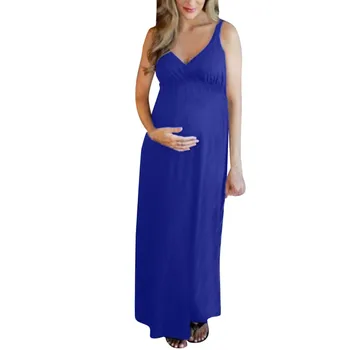 

Summer New Fashion Women Maternity Sleeveless Pregnancy Solid Soft Comfort Casual Ladies Long Dress Wholesale Free Ship Z4