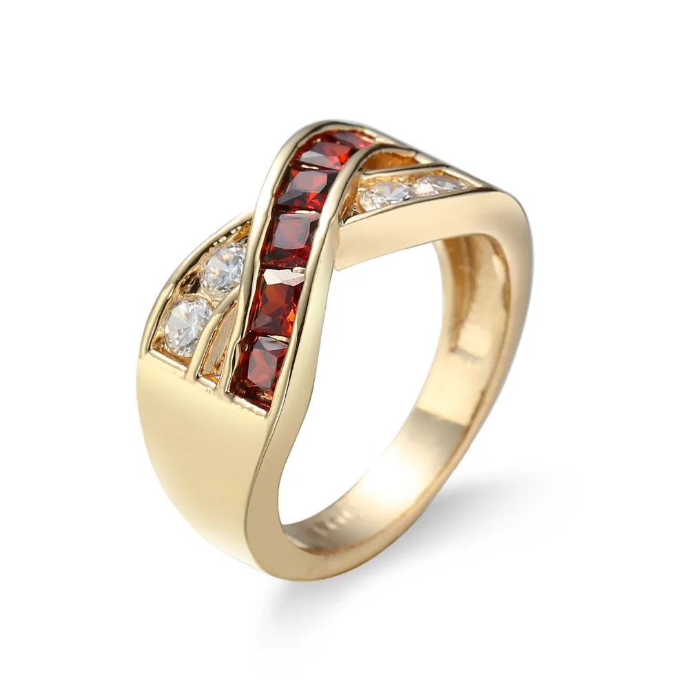 

KC-074 Female Blue Cross Ring Fashion White & gules Gold Filled Jewelry Promise Engagement Rings For Women Birthday Stone Gifts