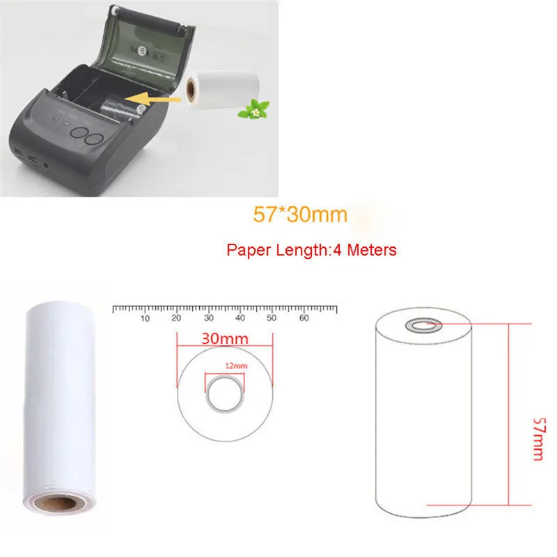 

5PCS/lot Thermal Printing Paper 57x30mm Thermal Receipt Paper Roll For Mobile POS 58mm Thermal Printer Lot