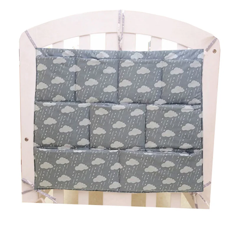 Grey Cotton Baby Bed Hanging Storage Bag Newborn Crib Diaper Organizer Toy Diaper Pocket for Baby Bedding Set Nursery 50*60CM - Цвет: NO7