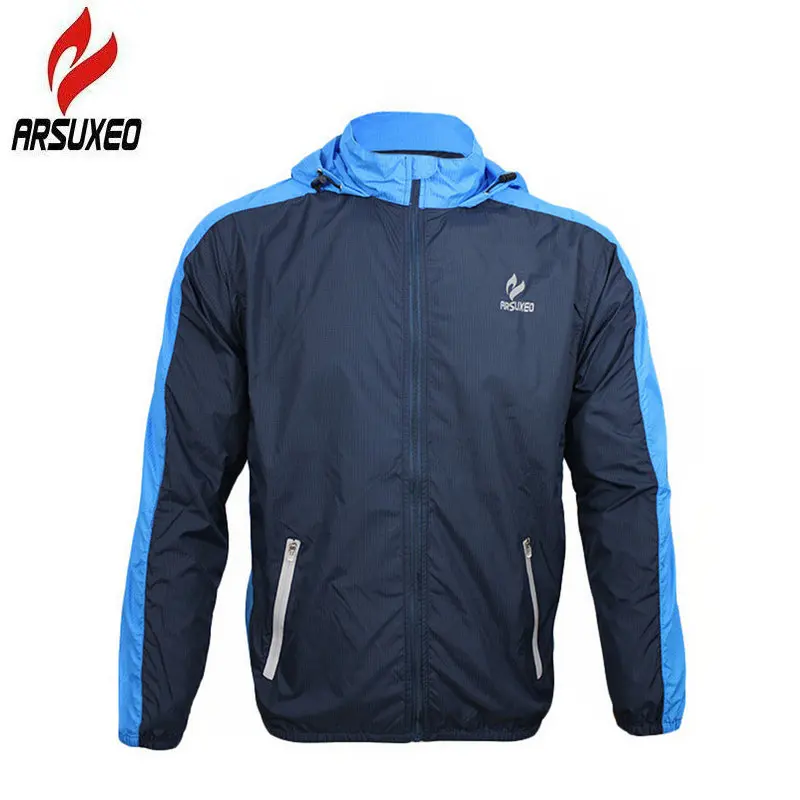 

ARSUXEO Sport Clothing Long Sleeve Cycling Jacket Waterproof Reflective Hooded Men Coat Mountain Bike MTB Spring Summer Jersey