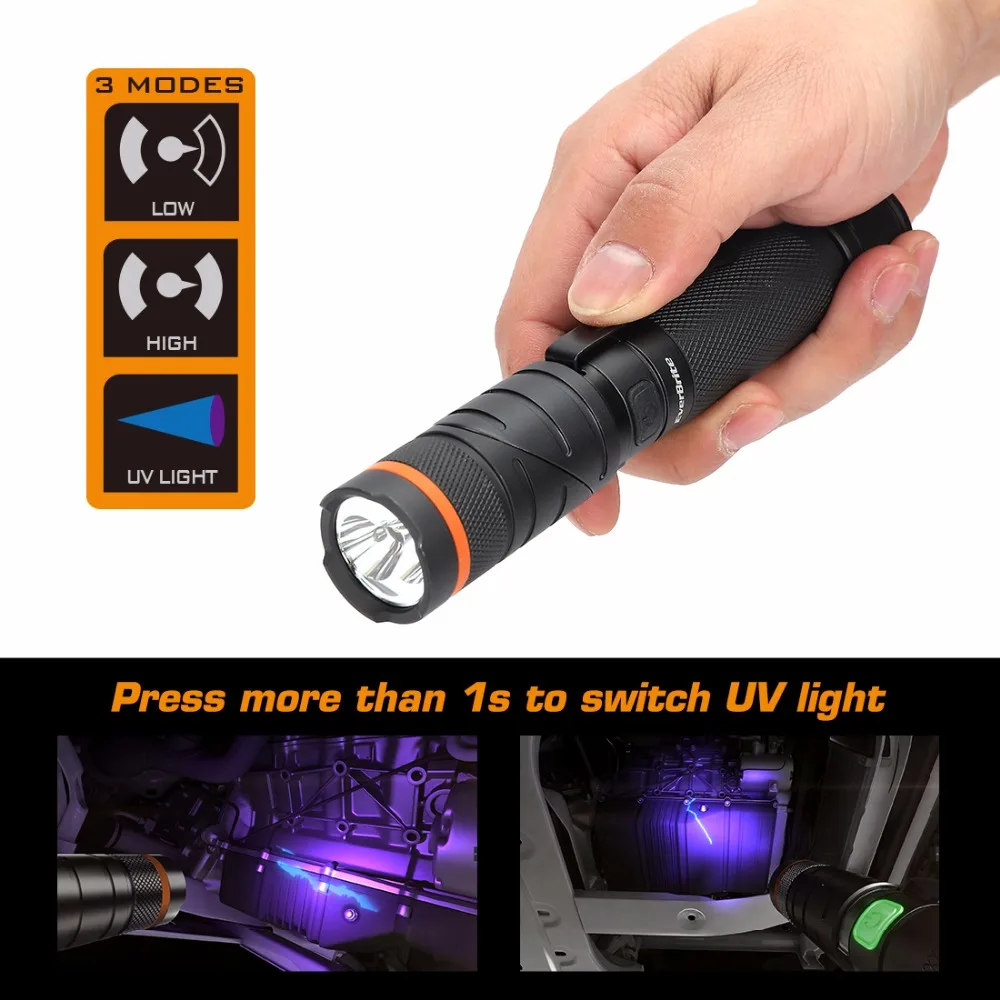  EverBrite LED flashlight Tactical Flashlight USB Rechargeable torch 18650 Battery Included Super Br