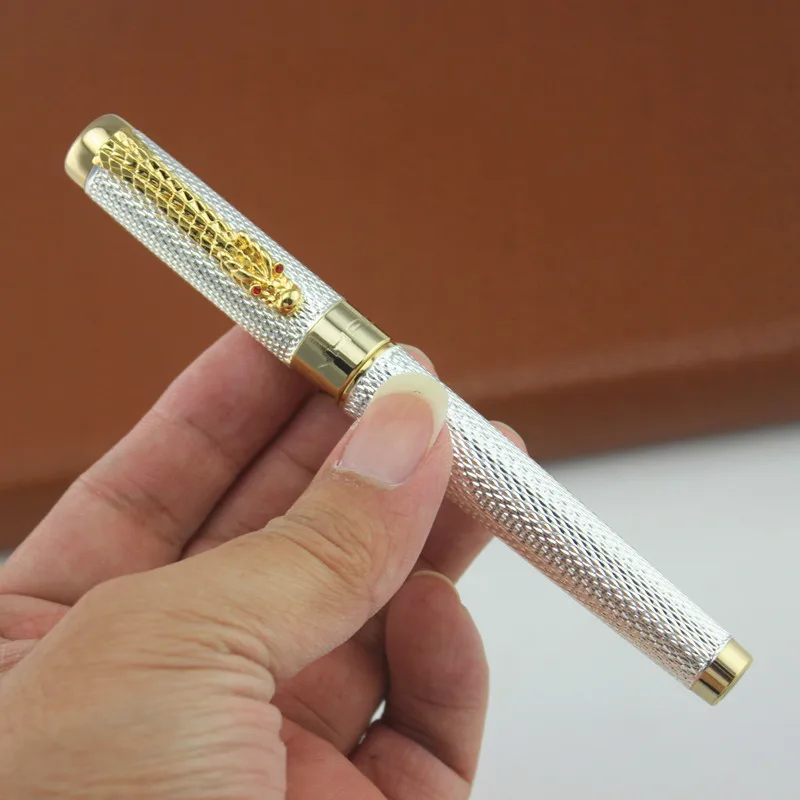 1 шт./лот JINHAO шариковая ручка 1200 Caneta Серебристые ручки Золотой зажим Бизнес Руководство быстрое письмо ручка Роскошный Дракон ручка 14*1,4 см