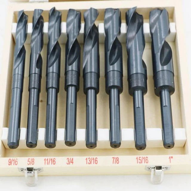 G1 8pc Jumbo Silver Drill Bit Set 1/2" Inch Industrial Large 9/16" to 1