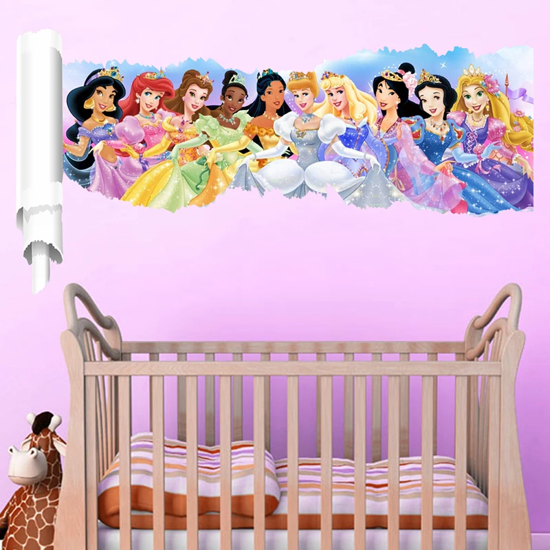 Мультфильм Принцесса наклейки на стену для детской комнаты Дети 3D наклейки на стены Снег детская спальня украшения