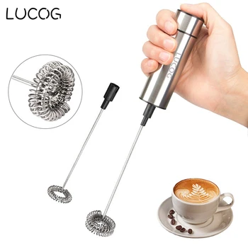 

LUCOG Powerful Handheld Electric Milk Frother With 2pcs Stainless Steel Spring Whisk Battery Operated Coffee Frother Foam Maker