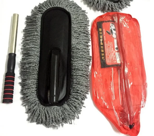 by DHL/Fedex 20pcs Car Cleaning Brush Auto Window Duster Retractable Stainless Steel Long Handle Dust Wax Washable Drag Washer - Цвет: grey with bag
