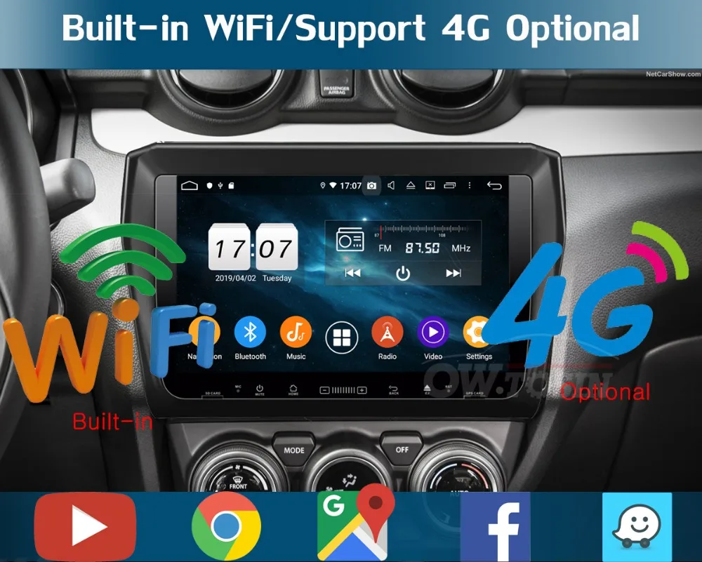 Flash Deal 9" IPS Octa Core 4GB+64GB Android 9.0 Car Multimedia Player for Suzuki Swift 2017 2018 2019 Radio GPS Navigation CarPlay Parrot 9