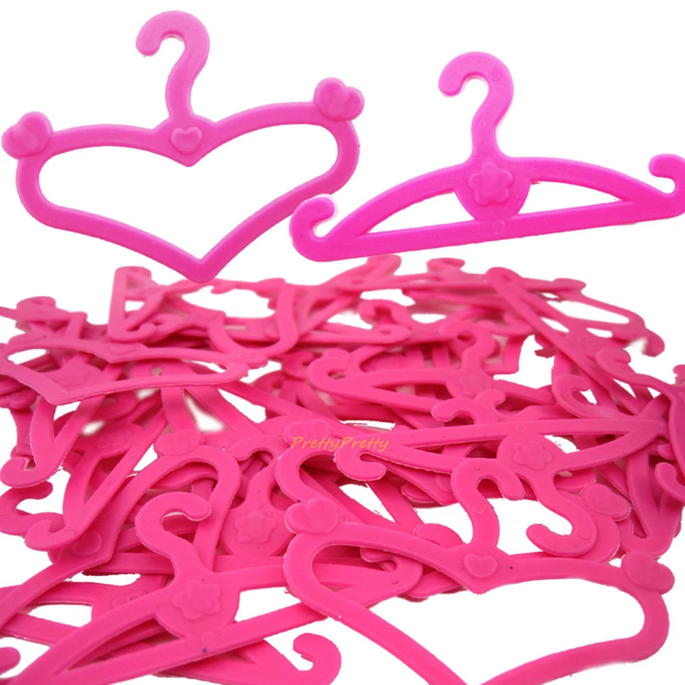 LOT 50 X Plastic Pink Hangers for 11.5in.Doll Dress Clothes ACCESSORIES Mixed 