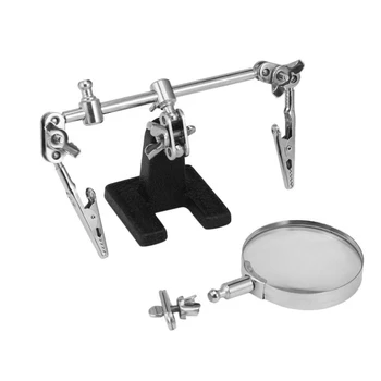 

Easy-carrying Helping Hand Tool with 5X Magnifying Glass 360 Degree Rotating Adjustable Locking Arms For Glass Loupe Selected