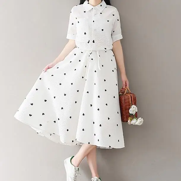 2019 New Summer Women Long Sweet Dress Turn Down Collar Elegant Printed Female Short Sleeve Mori Girl Vintage DC676 | Женская одежда