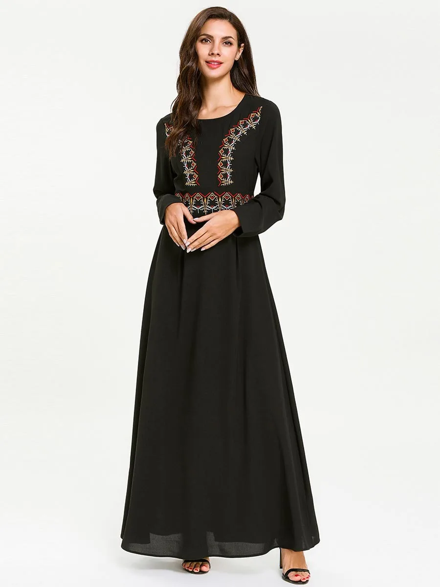 Женское черное мусульманское платье свободный халат одежда абайя исламский арабский кафтан халат кафтан индийский Дубай мусульманское платье абайя 3XL 4xL