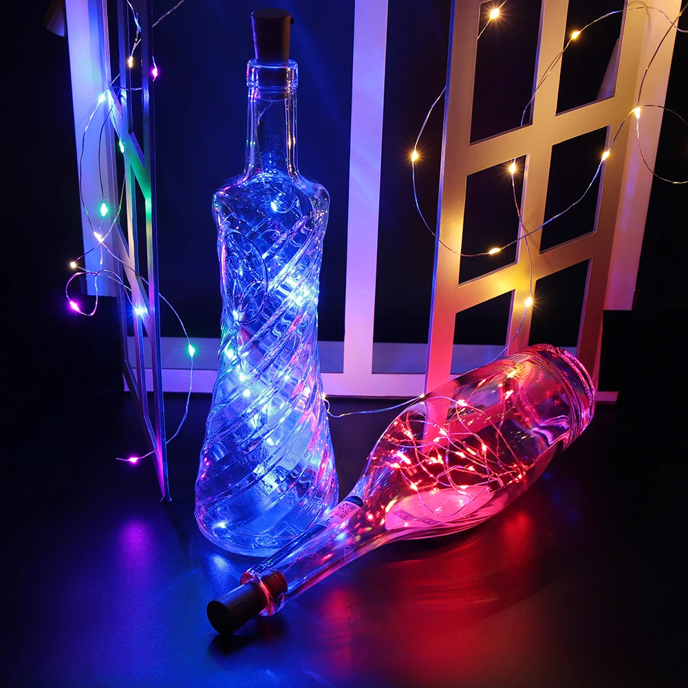 8 Colors 1M/2M Lamp Wine Stopper LED Wine Bottle Cork Lights Copper