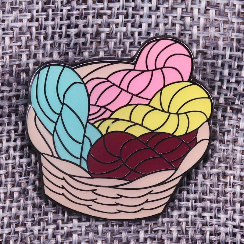 Lane E Filati Cestino Smalto Duro Pin Crochet Del Knit Spille Bella Mestiere Accessorio Knitters Flair Distintivo Creativo Lane E Filati Fans Regalo