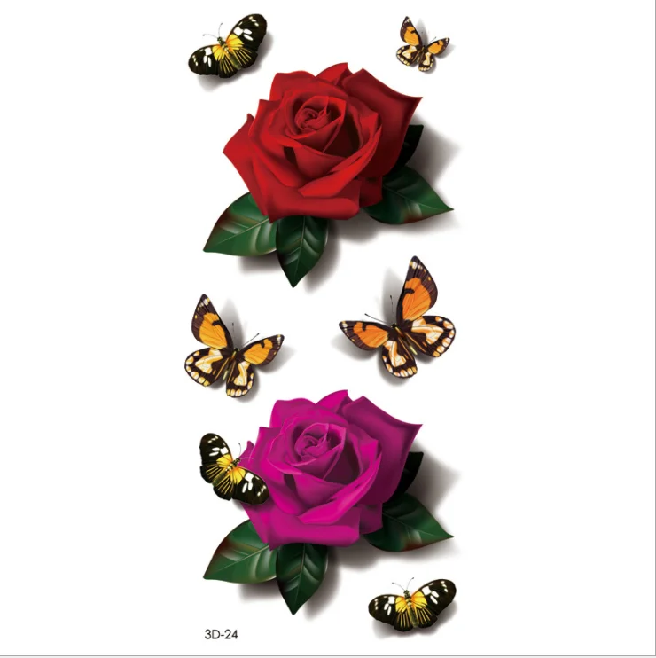 3D татуировка стикер стерео цветная печать имитация бабочка татуировка в форме цветка наклейка оригинальная наклейка - Цвет: 3D-18