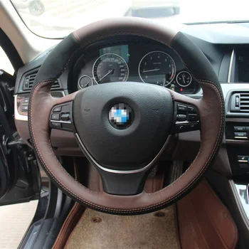 

Savanini Car- Styling New Anti Slip Swede Leather Steering Wheel Stitch on Wrap Cover For BMW 525li 2014