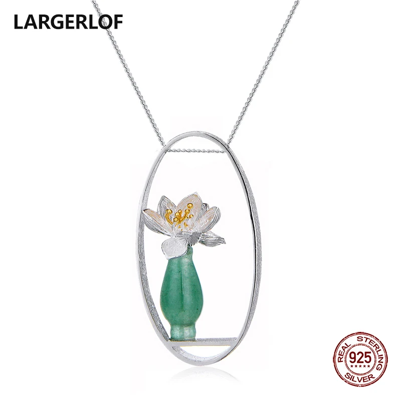 

LARGERLOF 925 Sterling Silver Necklaces & Pendants Women Fine Jewelry Chalcedony Necklaces PD47014
