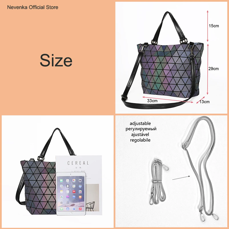 Nevenka Women Luminous Handbag Leather Shoulder Bag Women Geometric Handbags 2018 Large Tote Bag for Women Leather Crossbody Bag01