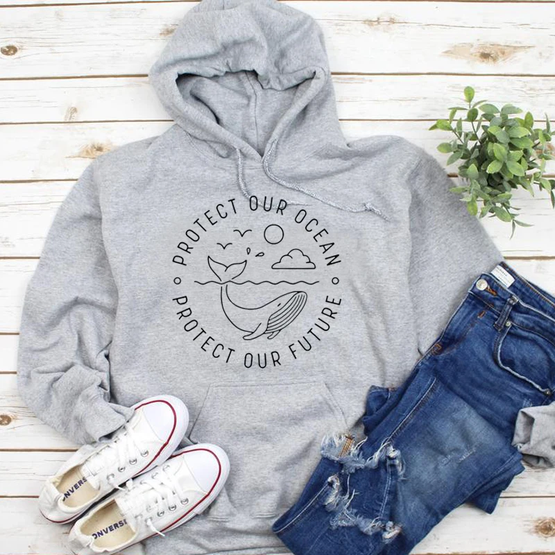 

Protect Our Ocean Protect Our Future Summer Women Hoodies Protect Environment Harajuku Kawaii Pullover Girl Fashion Dropshipping