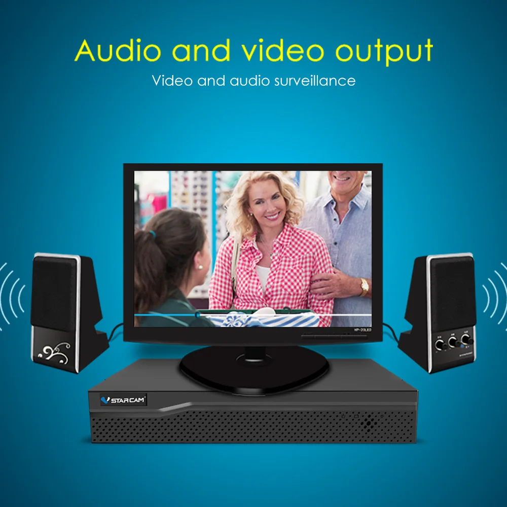 VStarcam HD 4 канального сетевого видеорегистратора 4CH аудио вход HDMI сети видео